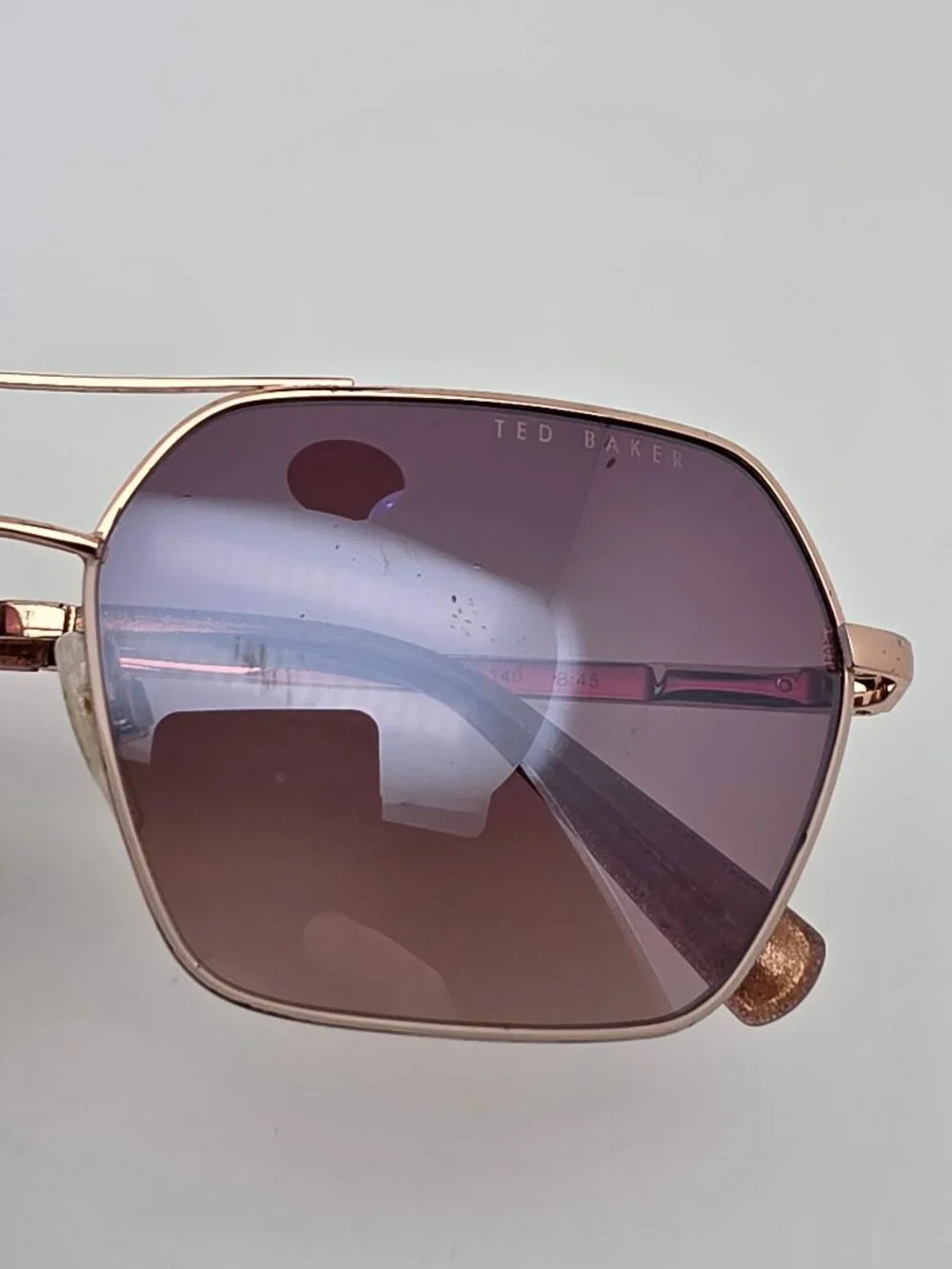 Ted Baker TWS254 Rose Gold Glitter Frame Purple Gradient Lens Aviator Sunglasses